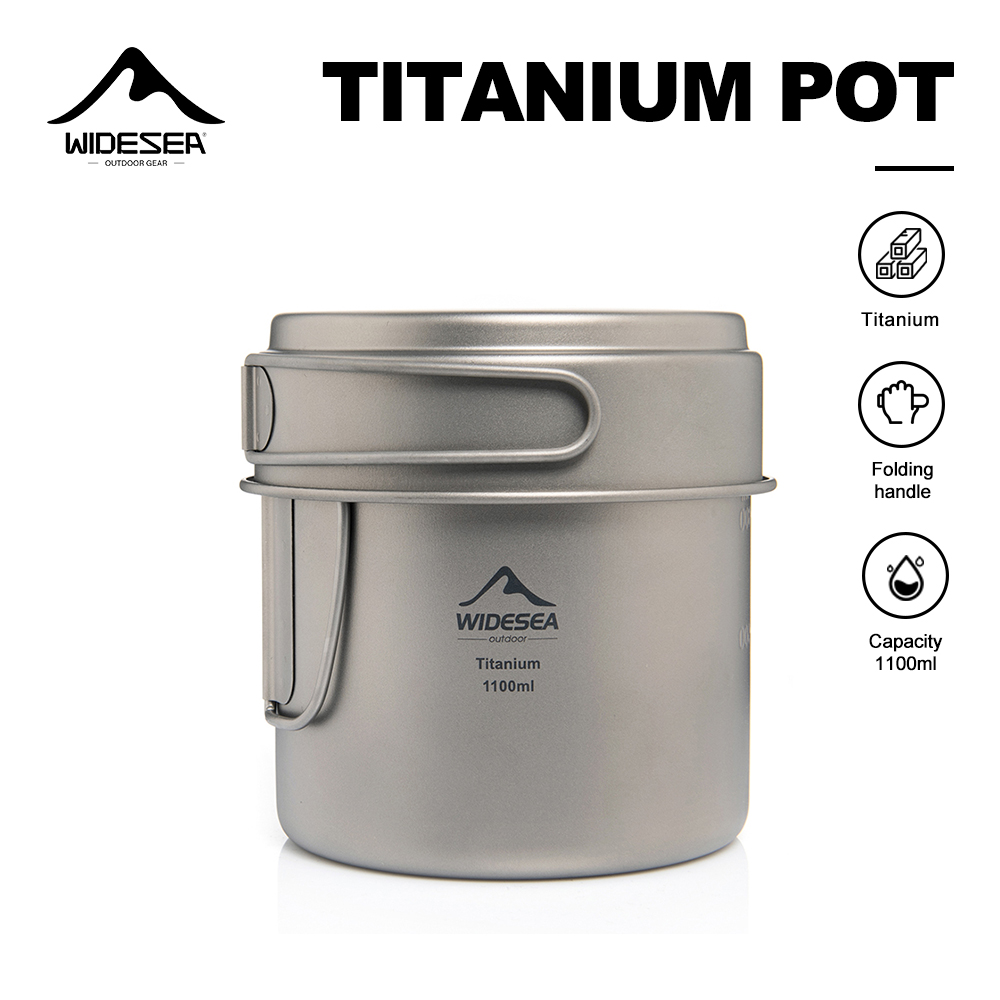 Camping Cooking Basket - Widesea Ultralight Titanium Camping Pot 1100ml