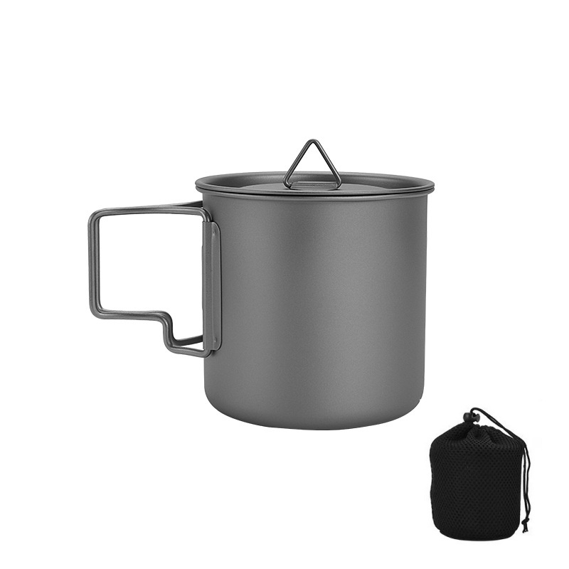 Camping Cooking Basket - Titanium Camping Mug with Folding Handle