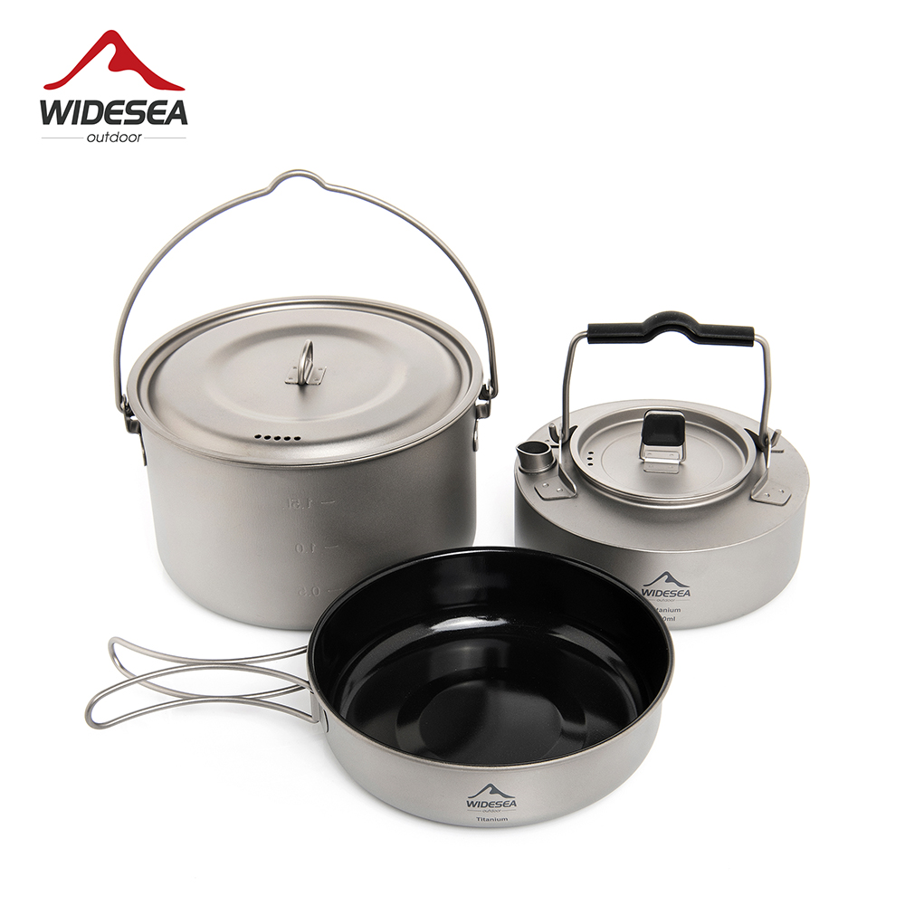 Camping Cooking Set Large - Widesea Ultralight Titanium Camping Cookware Set