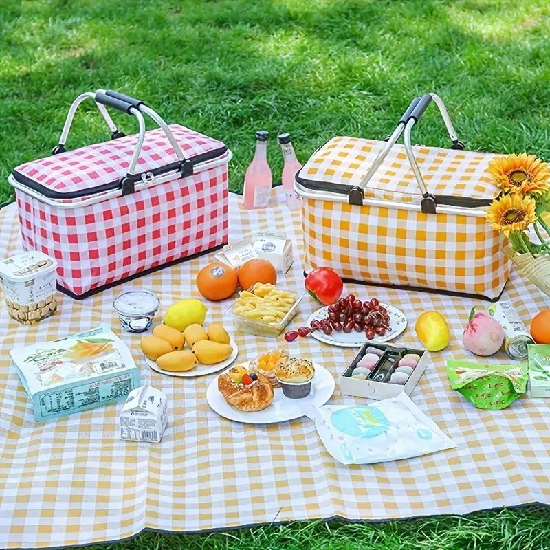 Camping Cooking Basket - Large Capacity Insulated Picnic Basket -