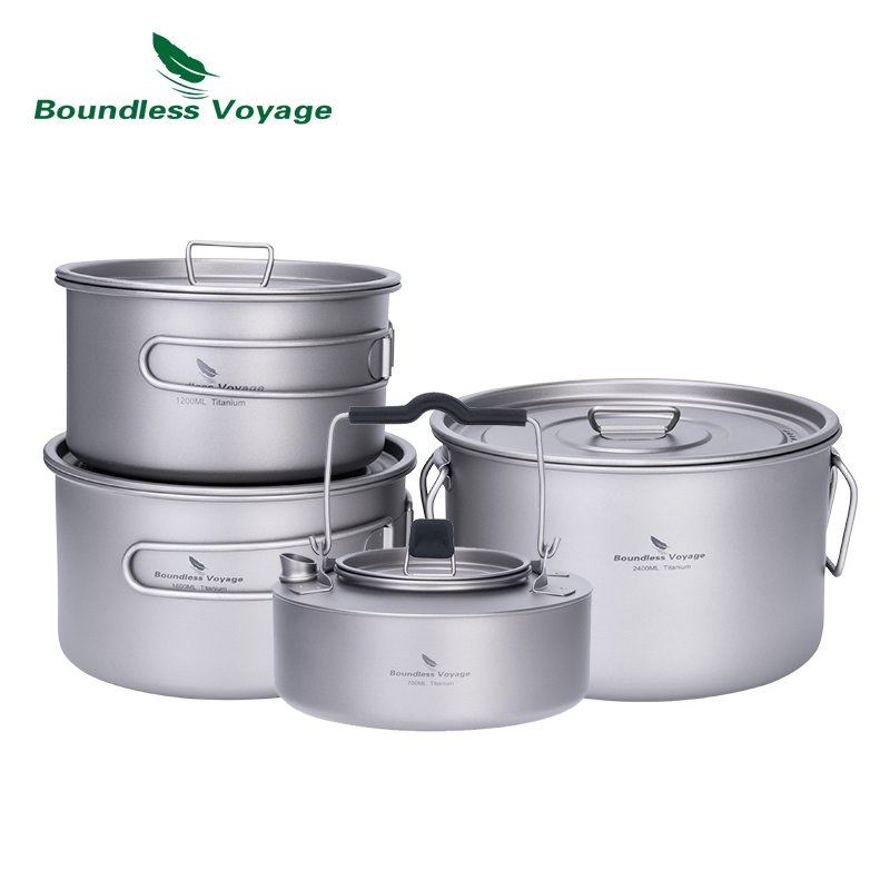 Camping Cooking Set Large - Boundless Voyage Titanium Pot Stockpot Cooking