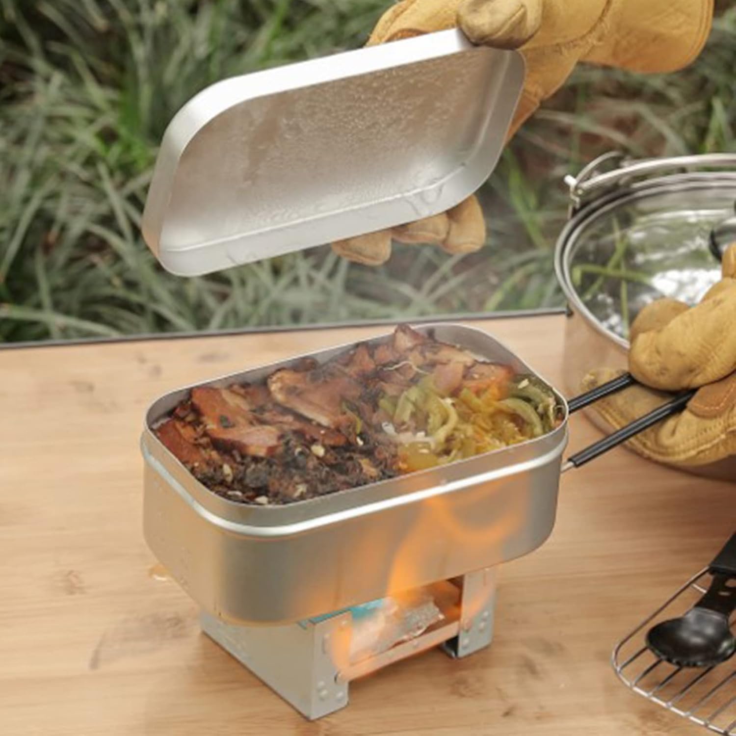 Camping Cooking Set Large - Foldable Bento Box Handle, Lunch Container