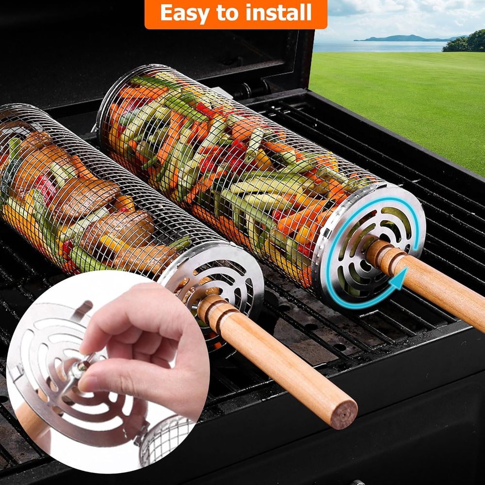 Large Round Stainless Steel Gr - Camping Cooking Basket 리뷰 및 가격