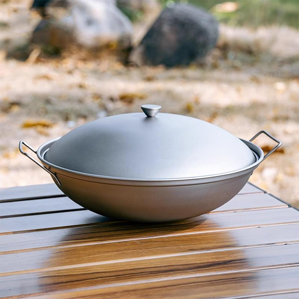 Titanium Wok Pan with Lid Doub - Campfire Cooking Anime 리뷰 및 가격
