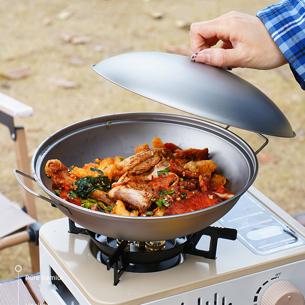 Titanium Wok Pan with Lid Doub - Campfire Cooking Anime 리뷰 및 가격