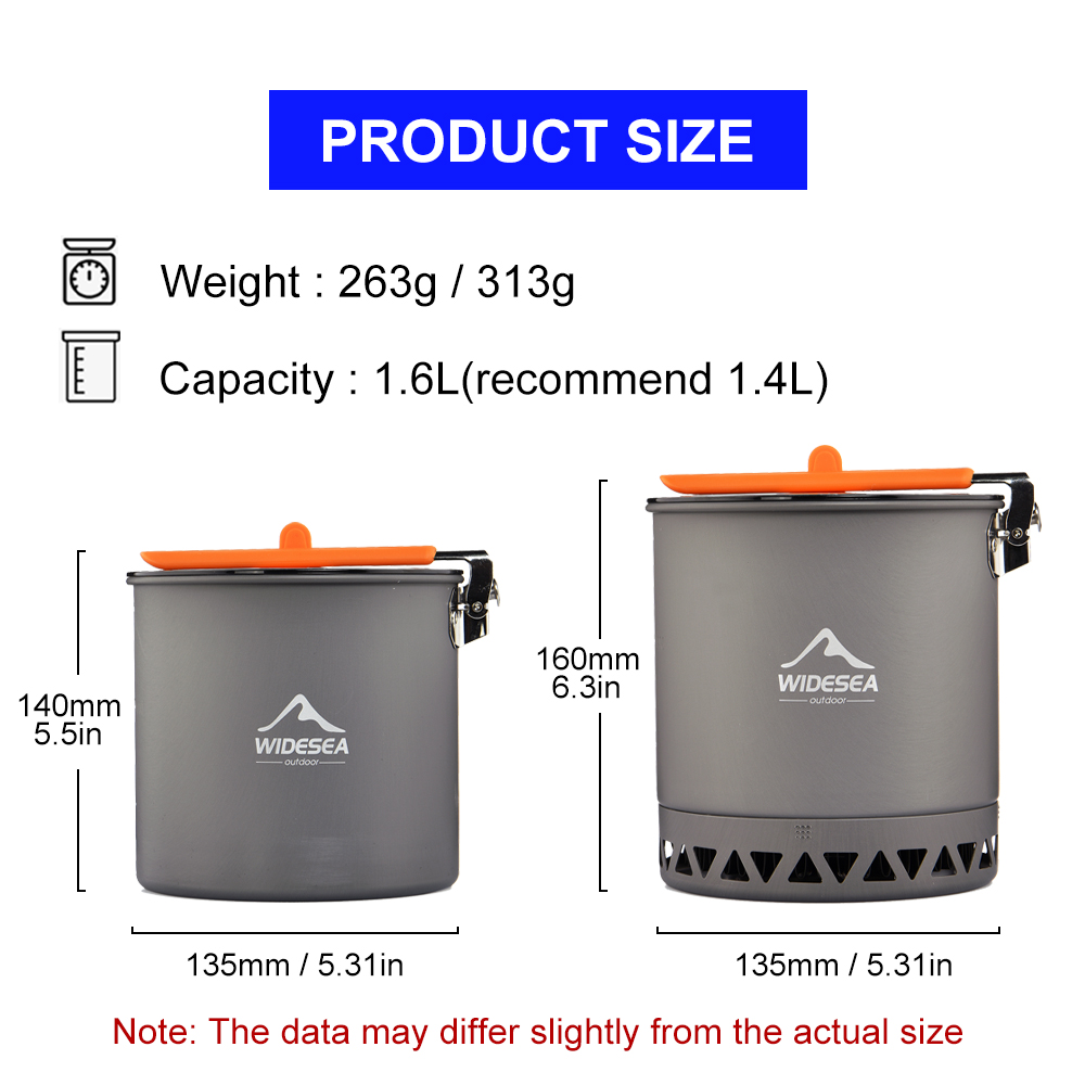 Widesea Camping Pot 1.6L Heat  - Camping Cooking Set Large 리뷰 및 가격