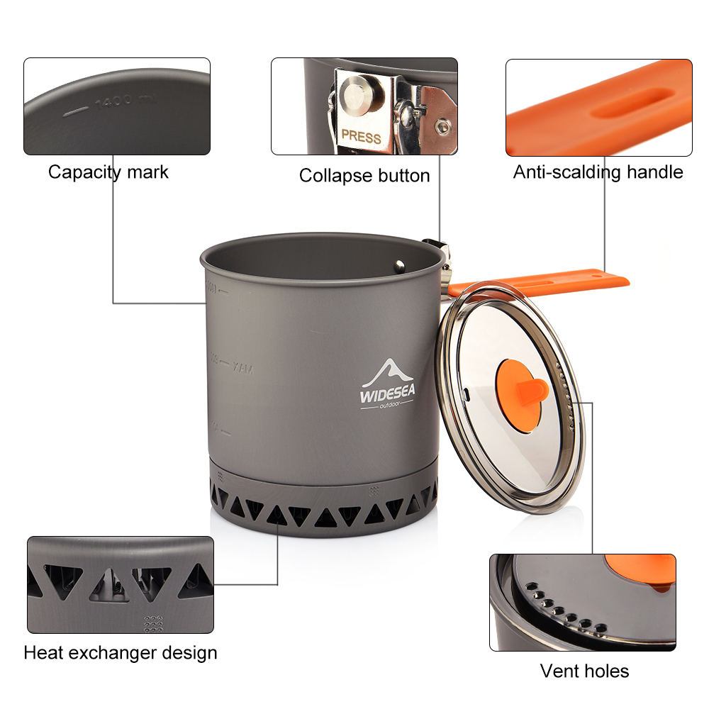 Widesea Camping Pot 1.6L Heat  - Camping Cooking Set Large 리뷰 및 가격