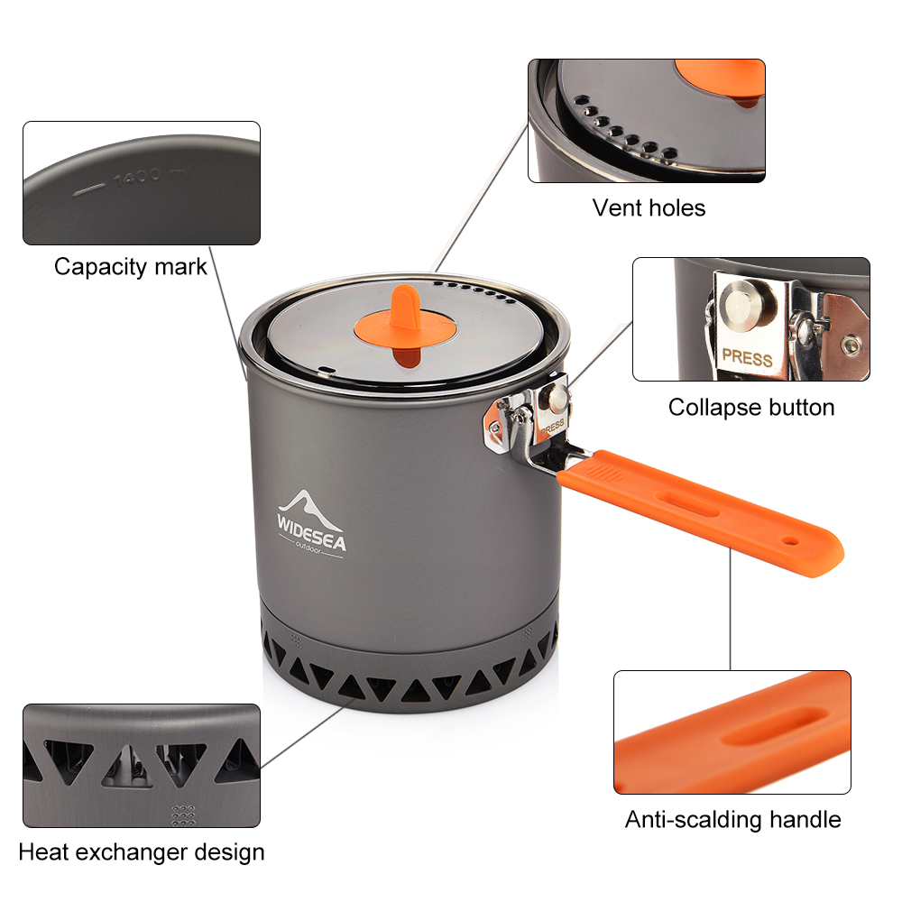 Widesea Camping Pot 1.6L Heat  - Camping Cooking Set Large 리뷰 및 가격