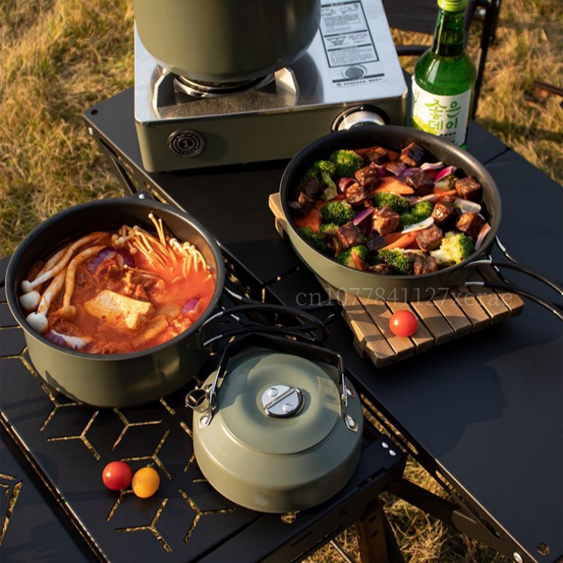 0.9L/1.2L/2.2L/3.5L 4pcs Outdo - Camping Cooking Set Large 리뷰 및 가격