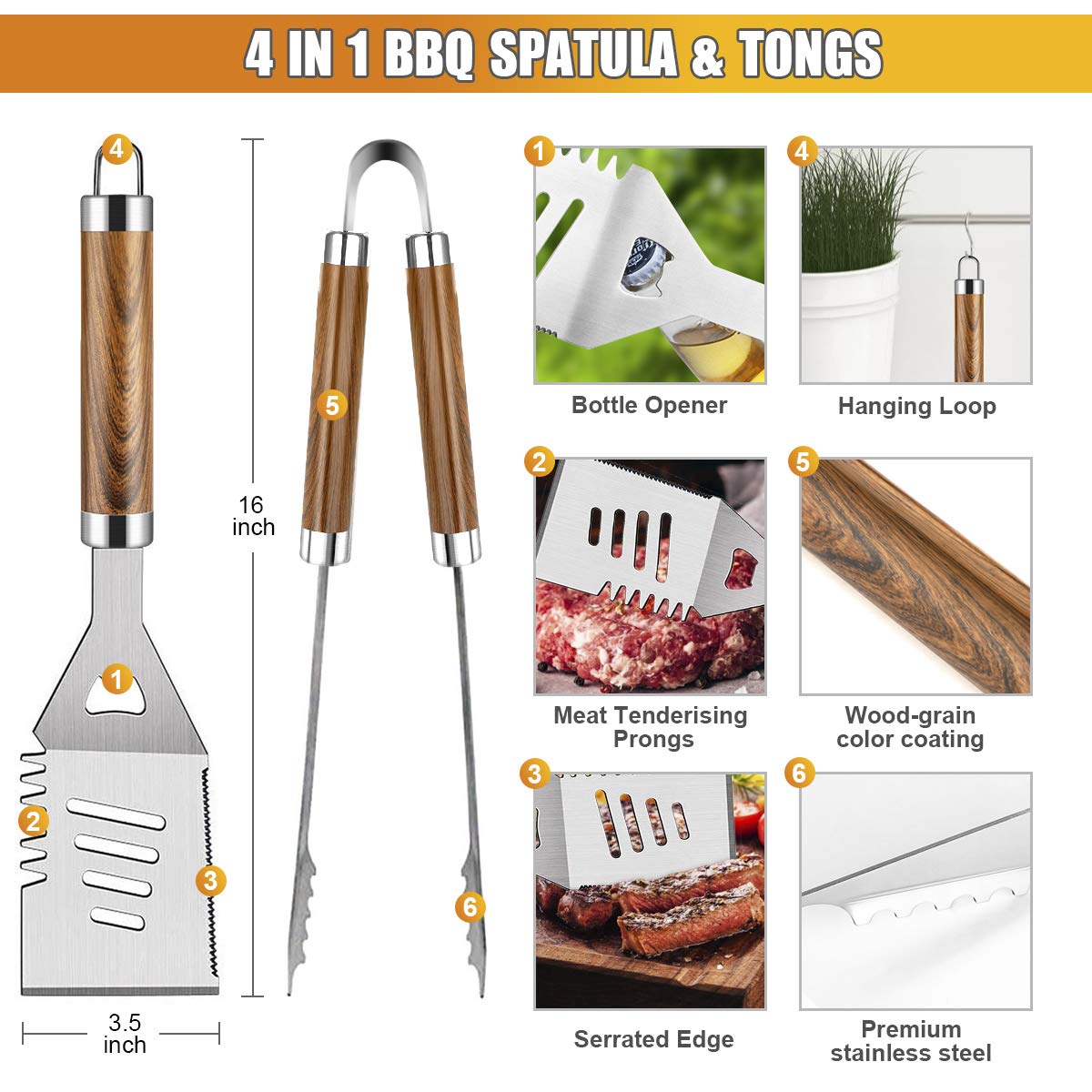 38PCS BBQ Grill Accessories Se - Camping Cooking Accessories Set 리뷰 및 가격