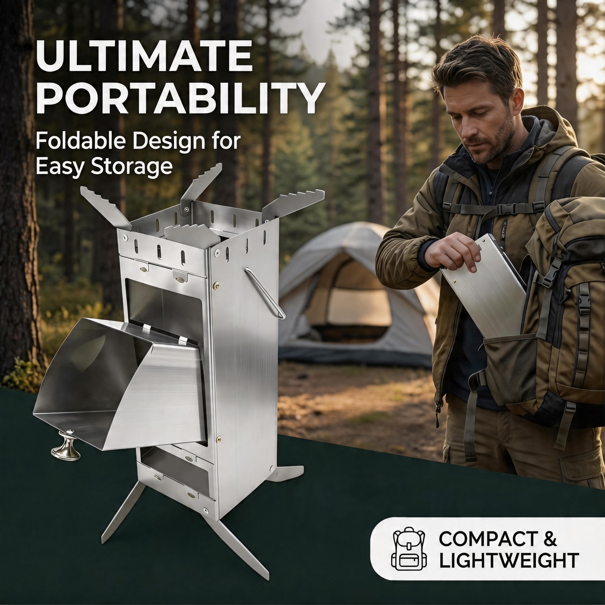 Portable Foldable Rocket Stove - Camping Cooking Heater 리뷰 및 가격