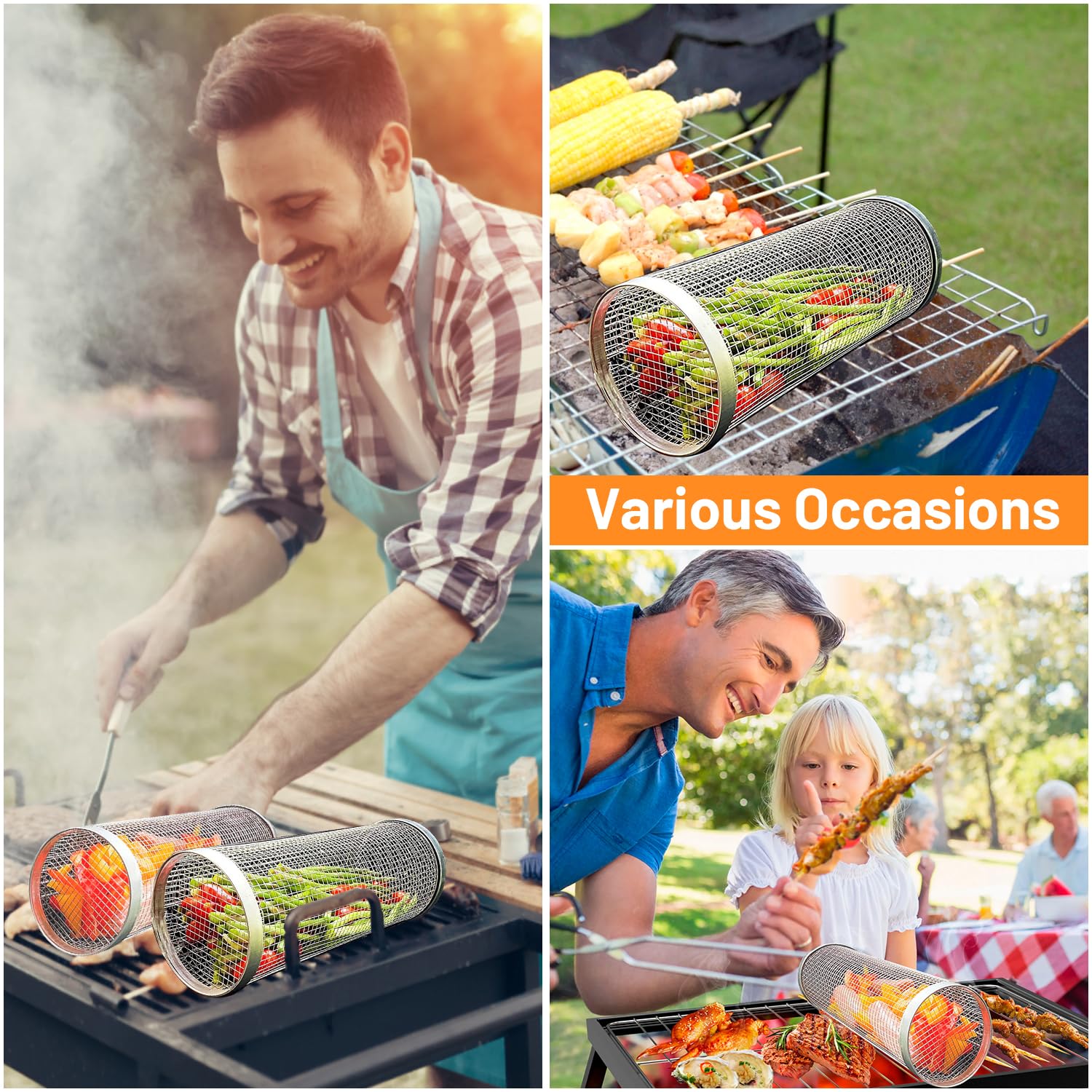 2 Pieces Rolling Grilling Bask - Camping Cooking Accessories Set 리뷰 및 가격