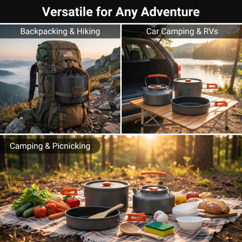 Camping Cookware Set Outdoor P - Camping Cooking Set Large 리뷰 및 가격