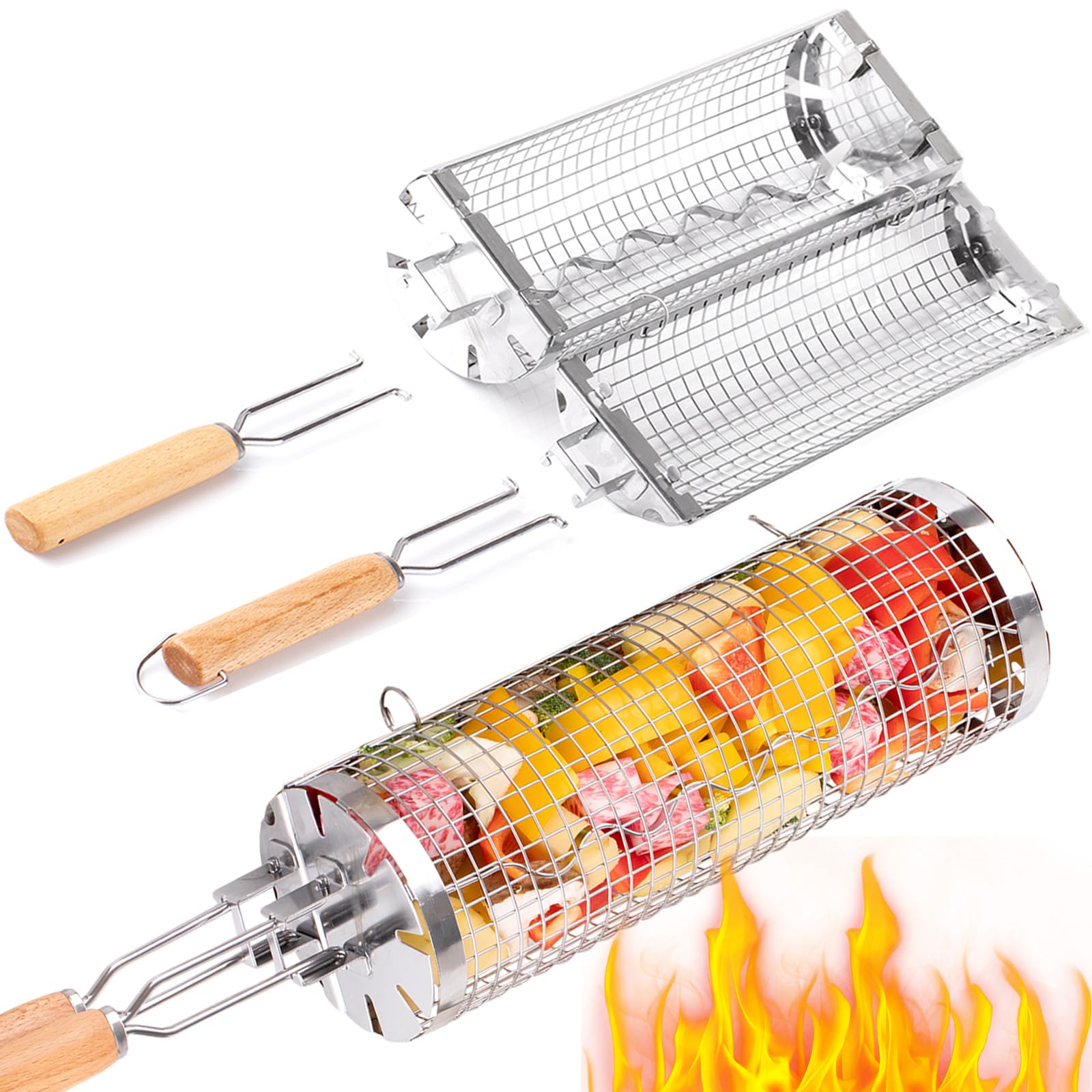 BUYYES Rolling Grill Basket BB - Camping Cooking Basket 리뷰 및 가격