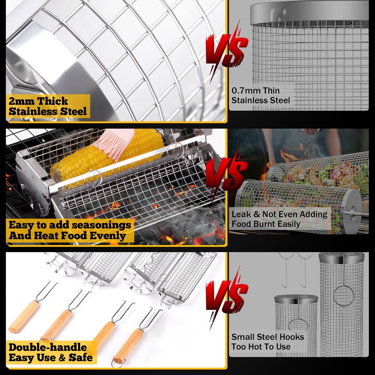 BUYYES Rolling Grill Basket BB - Camping Cooking Basket 리뷰 및 가격